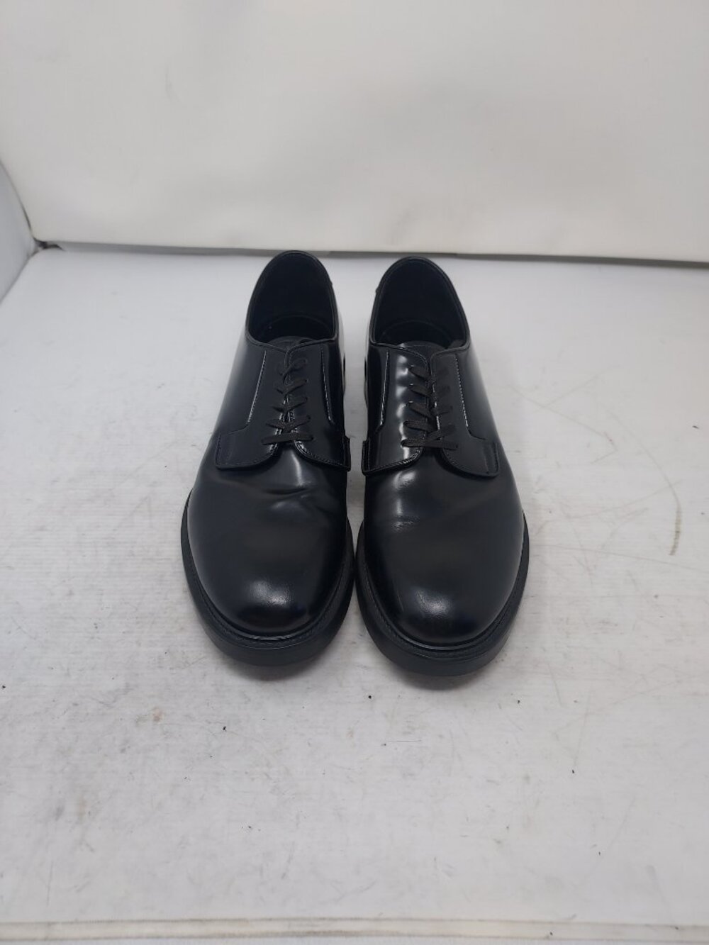 Prada MENS Black Lace Up Heel Triangle Logo Derby Shoe - Picture 9 of 10